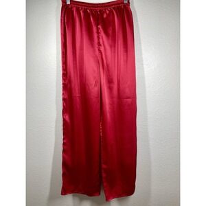 Vintage 90s Victoria's Secret Gold Label Sm Pajama Pants Satin Red High Waisted